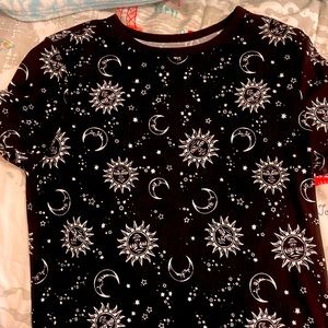 Size : L/G Black shirt with eight Moons and suns and stars stretchable